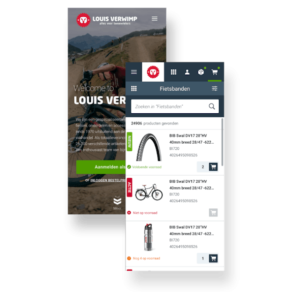 B2B webshop and dealer portal - Maatwerk voor Louis Verwimp - Mobile view