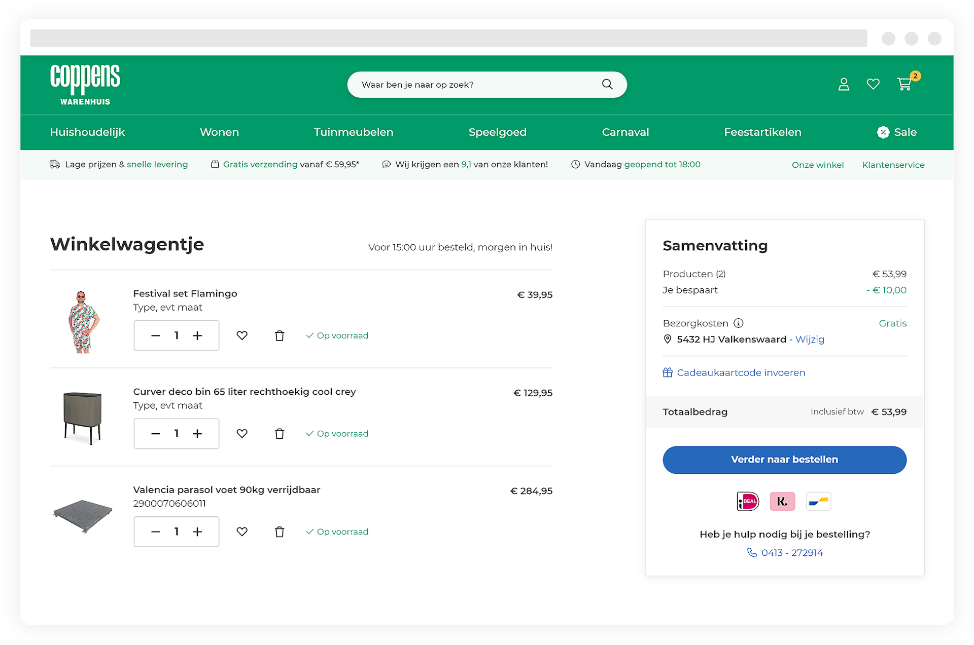 Coppens Warenhuis Vernieuwde mega store webshop Checkout