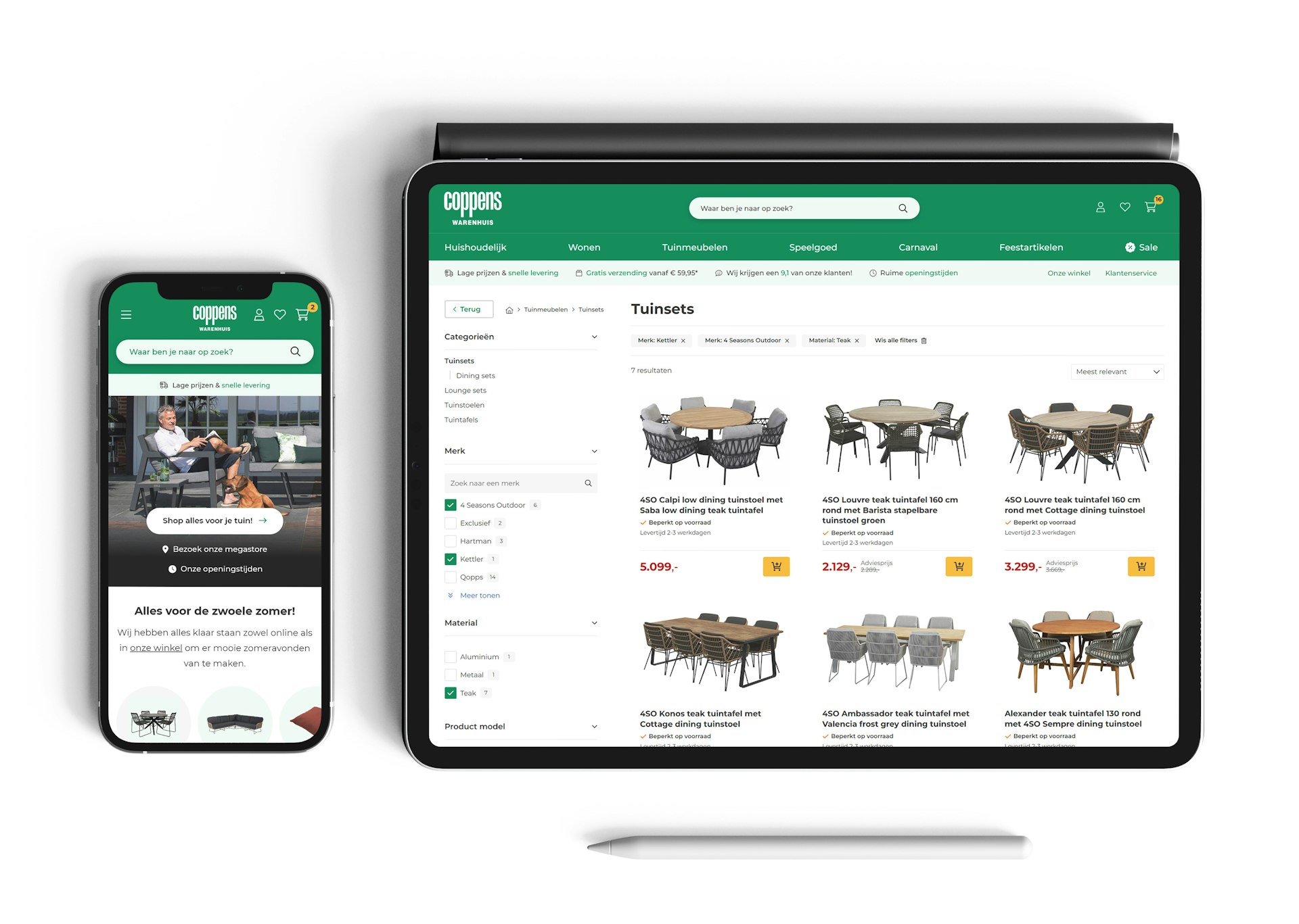 Coppens Warenhuis Vernieuwde mega store webshop Tablet and mobile view
