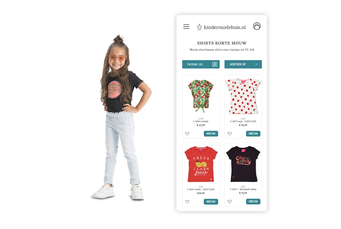 Kindermodehuis - Retail webshop - Mobile shopping wide