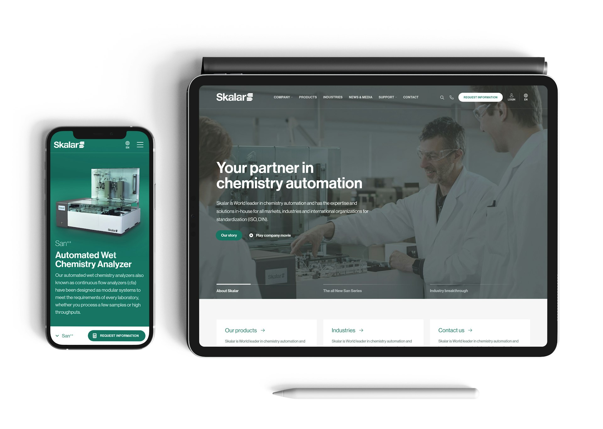 Skalar - Internationale B2B website met Craft CMS - Tablet and mobile view