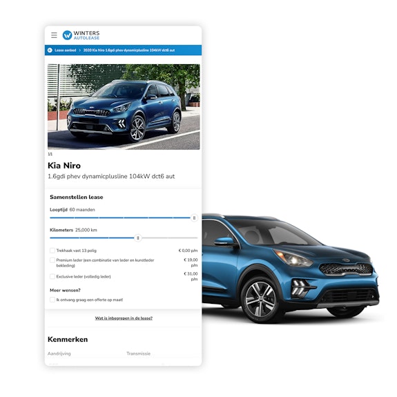 Winters Autolease B2B website met leaseauto vergelijker